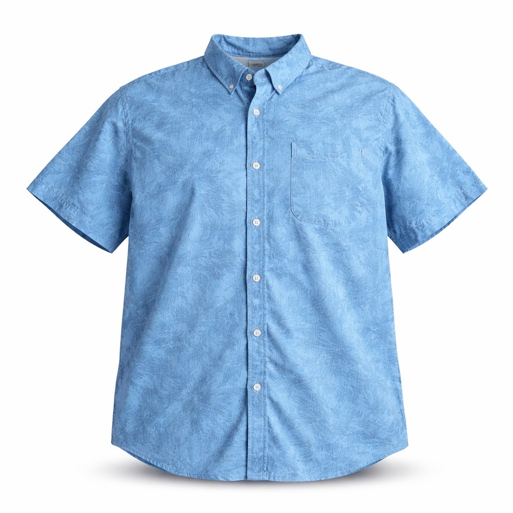 St John’s Bay 4XLT Blue Tropical Button Up Shirt Classic Fit Big Tall Palm Print